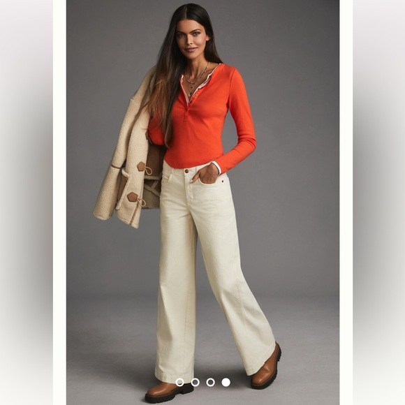 Anthropologie Andie Ribbed Henley Top by Pilcro Size XS. - Picture 4 of 5